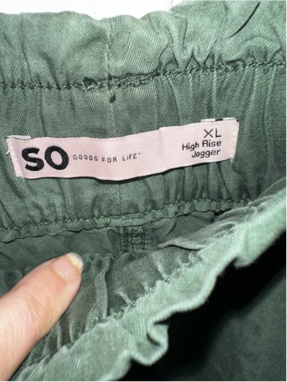 SO Goods For Life High Rise Paperbag Utility Joggers Olive Green Olive Army XL